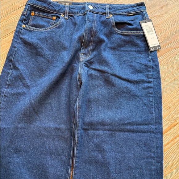 Mavi Victoria High-Rise Wide Leg Solid Deep Recycled Blue Relaxed Jeans 31/32 - Picture 10 of 10